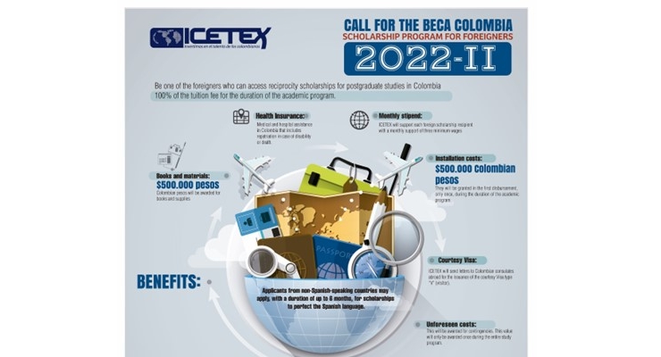 Convocatoria 2022-2 del programa de reciprocidad para extranjeros, Beca Colombia de ICETEX