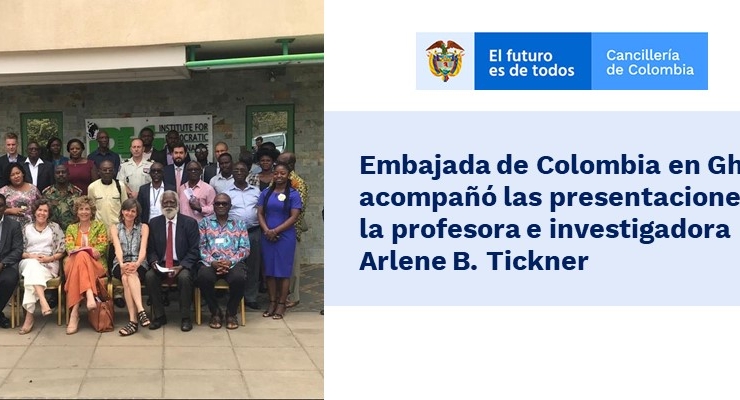Embajada de Colombia en Ghana acompañó las presentaciones de la profesora e investigadora Arlene Tickner