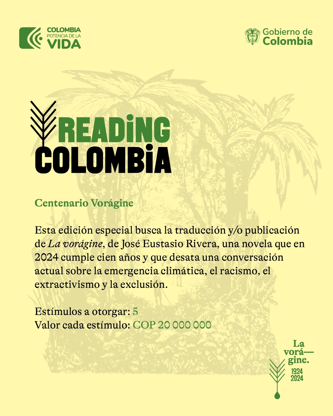 Convocatoria ‘Reading Colombia. Centenario Vorágine’ 